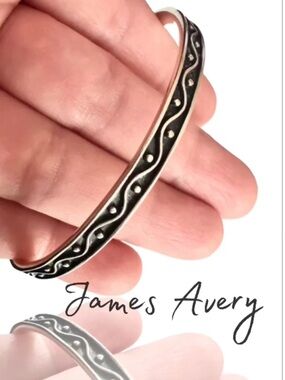 James Avery RETIRED VINTAGE wave wavy sleek bangle bracelet black & dots/beads